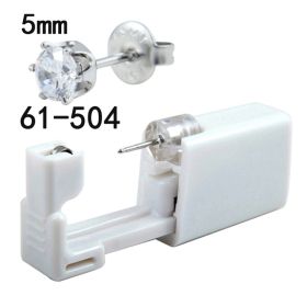 Disposable Low Pain Ear Piercing Gun Tool Ear Piercing Gun Built-in 316 Titanium Steel Crown Stud Earring (Option: Steel white zirconium)