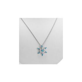 Silver Chain Snowflake Pendant Necklace Made With Austrian Crystals In Silver (Option: Silver)