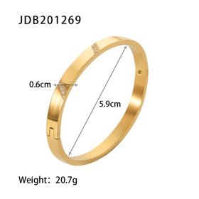 Fashionable And Versatile Gold-plated Stainless Steel Bracelets With Zirconia (Option: JDB201269)