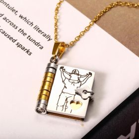 My Little Star Book Necklace For Daughter Son 18 Inch Stainless Steel Chain Gold Hardware Love Jewelry Birthday Graduation Gift (Option: Model 2)