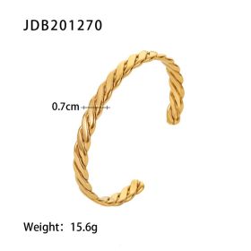 Fashionable And Versatile Gold-plated Stainless Steel Bracelets With Zirconia (Option: JDB201270)