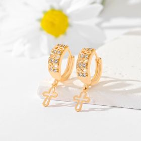 Popular Multi-style Design Gold-plated Ornament Cross Earrings (Option: EH060)