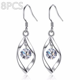 Zircon Reduction Silver Earrings (Option: Platinum-8PCS)