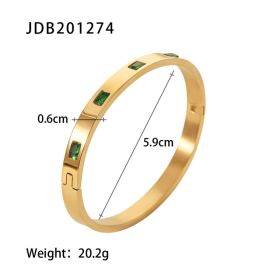 Fashionable And Versatile Gold-plated Stainless Steel Bracelets With Zirconia (Option: JDB201274)