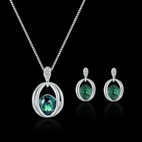 Women's Fashion Crystal Diamond Pendant Necklace Jewelry Birthday Gift (Option: Women-Green)