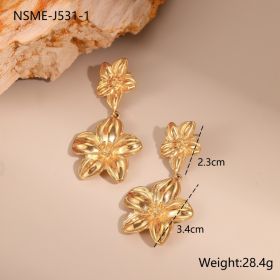 European And American Dignified Flowers Necklace Titanium Steel Earrings Open Ring (Option: NSME J5311 Flower Earrings-18K)
