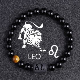 Twelve Constellation Black Glass Tiger-eye Bracelet (Option: Leo)