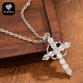 Christian Religious Symbola Drop Classic Crown & Cross Pendant Choker Easter Necklace For Women & Men & Girls Pretty Crown Cross Necklace For Dai (Option: Silver Crown Activity Style)