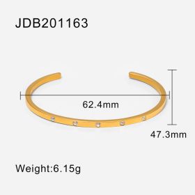 Fashionable And Versatile Gold-plated Stainless Steel Bracelets With Zirconia (Option: JDB201163)