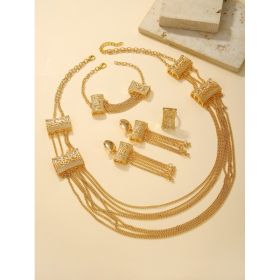 Ladies' Gold-plated Double-layer Tassel Long Necklace Set (Option: As Shown In Figure 3)