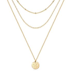 14K Hammered Coin Layered Necklace Set (Option: Gold)