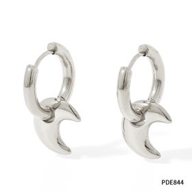 XINGX Earrings Stainless Steel Glossy Earrings (Option: PDE844 Silver)