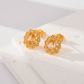 Fashion Multi-color Zircon Stud Earrings Female Accessories (Option: Champagne)