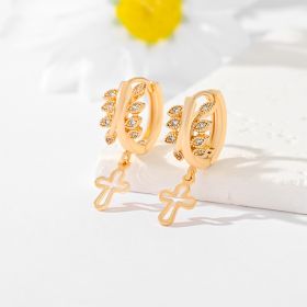 Popular Multi-style Design Gold-plated Ornament Cross Earrings (Option: EH045)
