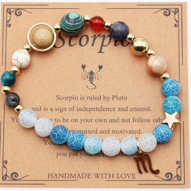 Twelve Constellations Bracelets Natural Stone Beaded Eight Planets (Option: Scorpio Agate Flowers)
