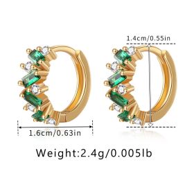 Leaf Inlaid Zircon Emerald Temperament Ear Clip Special-interest Design (Option: KE10491color-18K)