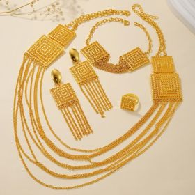Ladies' Gold-plated Double-layer Tassel Long Necklace Set (Option: As Shown In Figure 1)