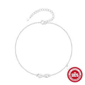 925 Sterling Silver Simple Infinite Symbol 8-word Diamond Love Anklet (Option: Silver Plated-925 Silver)