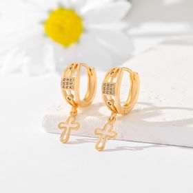 Popular Multi-style Design Gold-plated Ornament Cross Earrings (Option: EH052)