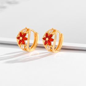 Fashion Multi-style Square Crystal Zircon Ornament Gold Plated Diamond Ear Ring (Option: EH023)