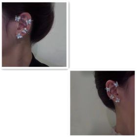 Fashion Earring Butterfly Ear Clip And Ear Hook Jewelry (Option: Silver pair)