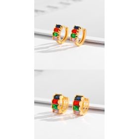 Fashion Multi-style Square Crystal Zircon Ornament Gold Plated Diamond Ear Ring (Option: EH037 and EH036)