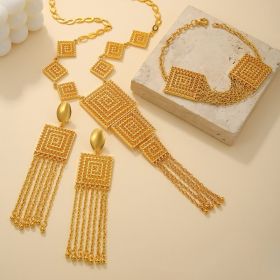 Ladies' Gold-plated Double-layer Tassel Long Necklace Set (Option: As Shown In Figure 2)