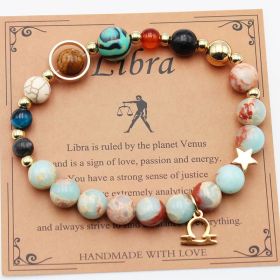 Twelve Constellations Bracelets Natural Stone Beaded Eight Planets (Option: Libra Shoushan Stone)