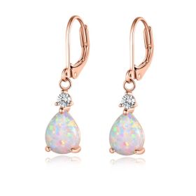 Simple Gold Plated Drop Shaped Earrings (Option: Red)