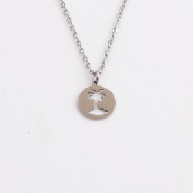 Titanium Steel Hollow Coconut Tree Pendant Neck Accessories Men (Option: SSN0150QZ Rigid Color)