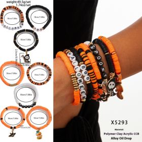 European And American Halloween New Skull Pumpkin Bracelet Suit (Option: 13 5293 Mixed Colors-See Details)