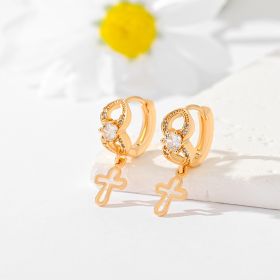 Popular Multi-style Design Gold-plated Ornament Cross Earrings (Option: EH054)