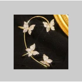 Fashion Earring Butterfly Ear Clip And Ear Hook Jewelry (Option: Left Gold)