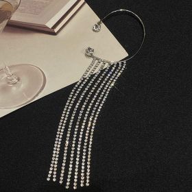 Fashionable And Simple Long Tassel Earrings (Option: Silver left)