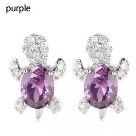 Cute Little Animal Niche Design Earrings Jewelry Stud Earrings (Option: Purple)