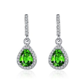 Fashion Drop Shape Ear Studs Micro Inlaid Zircon Earrings (Option: Lvzuan-White Gold Color)