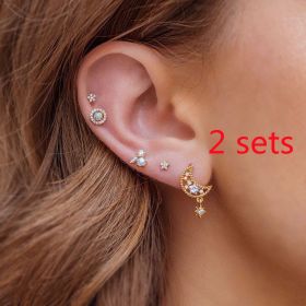 Romantic Star And Moon Series Popular Butterfly Earrings (Option: Gold 2set-D)