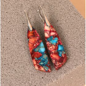 Geometric Flower Shape Pendant Earrings (Option: Sliver red)