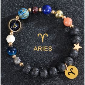 Eight Planets Twelve Constellations Bracelets Frosted Stone Beaded Bracelet (Option: Aries lava)