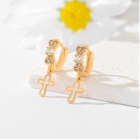 Popular Multi-style Design Gold-plated Ornament Cross Earrings (Option: EH044)