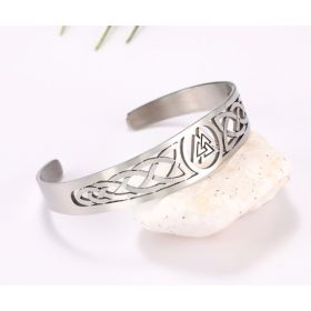 Asgard Crafted Handcrafted Stainless Steel Valknut Symbol And Celtic Design Bracelet (Option: Silver)