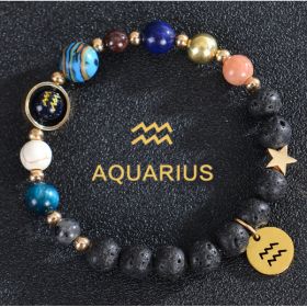 Eight Planets Twelve Constellations Bracelets Frosted Stone Beaded Bracelet (Option: Aquarius lava)