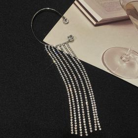 Fashionable And Simple Long Tassel Earrings (Option: Silver right)