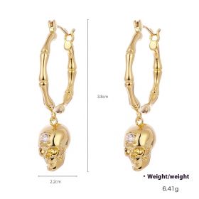 Punk Punk Skull Pendant Earrings (Option: Hoop Style)