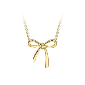 Bow Pendant Color Gold Clavicle Chain (Option: Gold Plated)