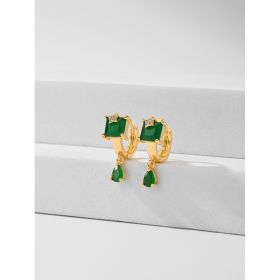 Popular Fashion Earrings Copper-plated Gold (Option: Green)