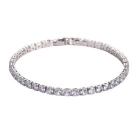 Sleek Luxury Sparkling Zircon Bracelet,Detachable Extender Chain,Unisex For Daily Wear, Christmas Outfits And Beach Occasions (Option: Silvery)