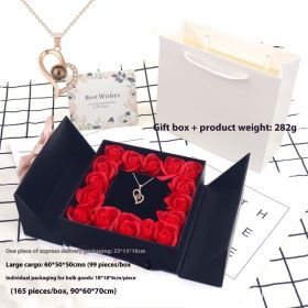 I Love You Projection Necklace Women's High-end Peach Heart (Option: Rose gold heart  box set)