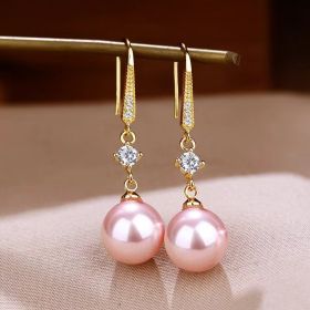 Temperament Fashion Earrings Face Slimming Golden Ear Rings (Option: 18K Pink Shell Pearls)