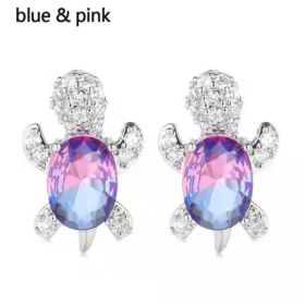 Cute Little Animal Niche Design Earrings Jewelry Stud Earrings (Option: Blue pink)